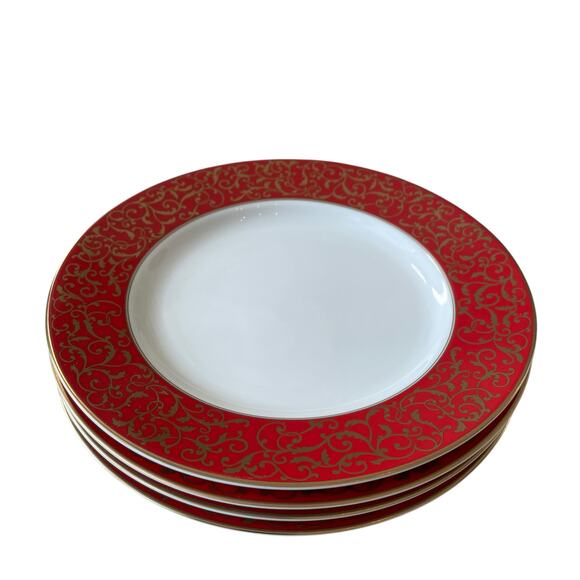 Mikasa Parchment Red Dinner Plates 11in Set of 4 Fine Porcelain NEW - Picture 16 of 16